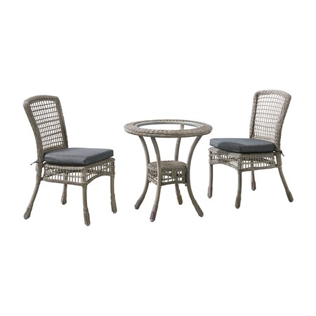 Alaterre Furniture Carolina All-Weather Wicker 3-Piece Dining Set with Bistro Dining Table and Two Dining Chairs AWWM016MM